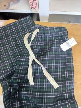 NWT bottoms out pajama pants blue green small cotton
